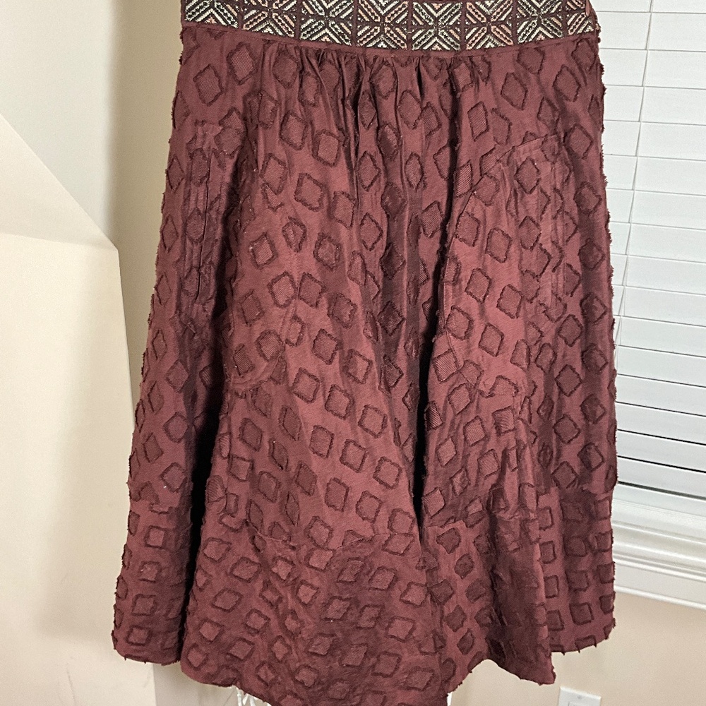 Anthropologie burgundy knee high skirt size 0
